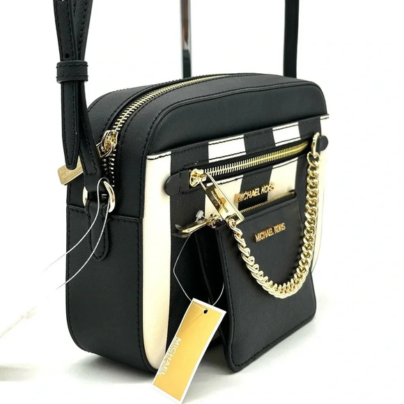 Michael Kors Large EW Zip Chain Xbody Crossbody Bag & Top Zip Coin Pouch Black - Picture 4 of 15